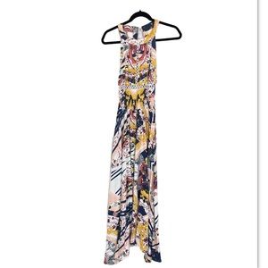 Womens Dress Small? Floral Printed Halter Cinch Waist A Line Dress